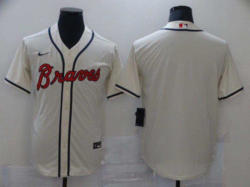 Men Atlanta Braves Blank Cream Game 2021 Nike MLB Jersey